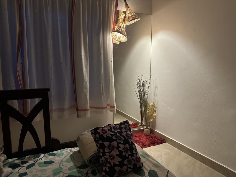 Tropical greenery and traditional Kerala architecture