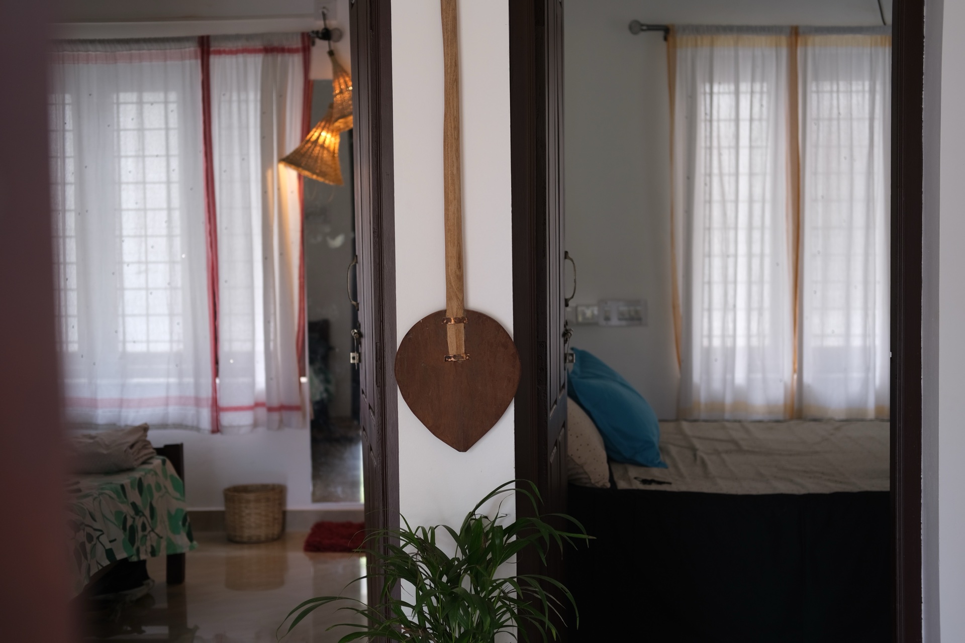 Inviting common area with Kerala handloom furnishings